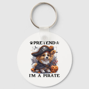 Pretend I'm A Pirate Shetland Sheepdog Halloween P Keychain