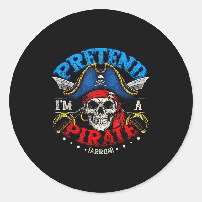 Pretend I'm A Rate Costume Funny Halloween Shirt B Classic Round Sticker (Front)