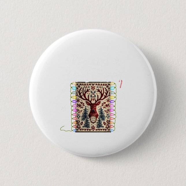 Pretend I'm A Reindeer Funny Deer Xmas Lights Ugly 2 Inch Round Button (Front)