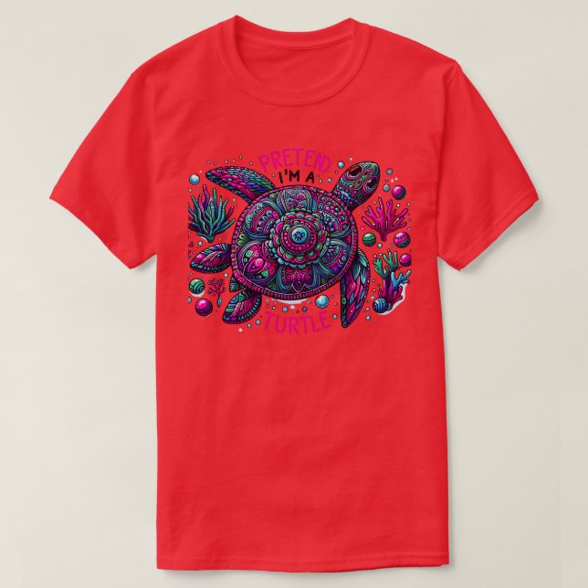 Pretend Im A Turtle Easy Halloween Funny Design 3 T-Shirt (Design Front)