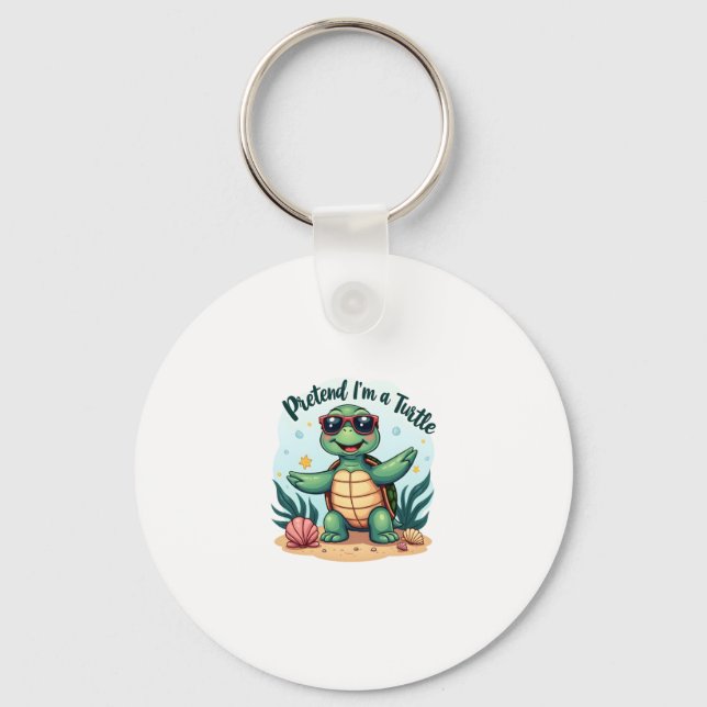 Pretend I'm A Turtle Halloween Party Pretend I'm A Keychain (Front)