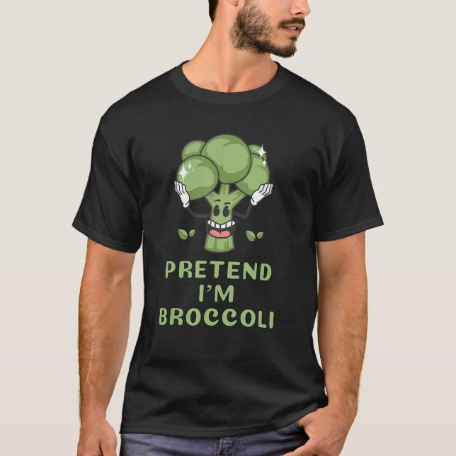 Pretend I'm Broccoli  Lazy Costume Halloween Party T-Shirt (Front)