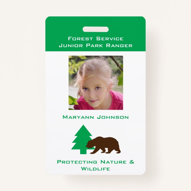 Pretend Park Ranger Badge for Kids Personalized (Front)