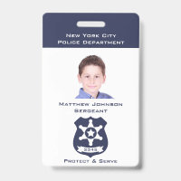 Pretend Police Badge for Kids with Photo