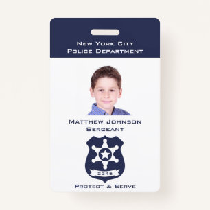 Pretend Police Badge for Kids with Photo