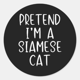 Pretend Siamese Cat Costume Halloween Lazy Easy Classic Round Sticker