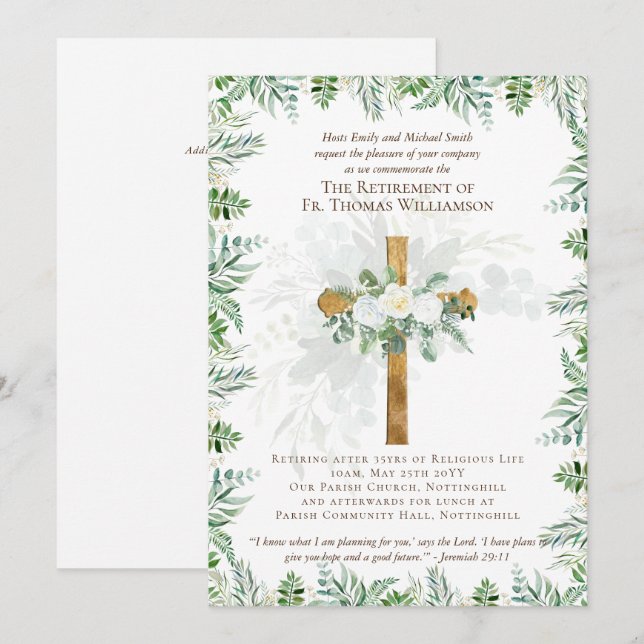 Prêtre Pasteur Diacre Ministre Invitations de retr (Devant / Derrière)