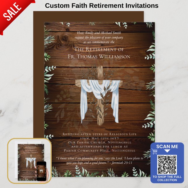 Prêtre Pasteur Diacre Ministre Invitations de retr (Créateur téléchargé)