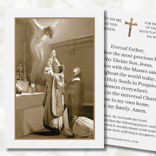 Prêtre Saint Gertrude Offrant Messe Vierge Marie P