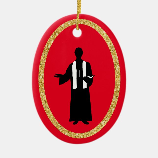 Prêtre tenant la Bible Silhouette Ornement de Noël (Devant)