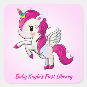 Prettiest Pink Unicorn Ever! Personalize Me Square Sticker
