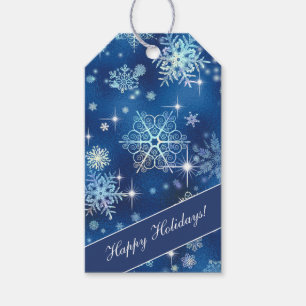 Prettiest Snowflakes Pattern Blue ID846 Gift Tags