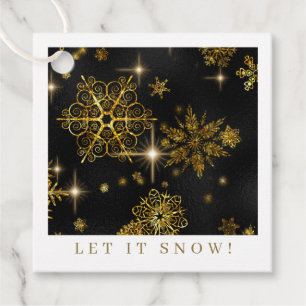 Prettiest Snowflakes Pattern Gold/Black ID846 Favour Tags
