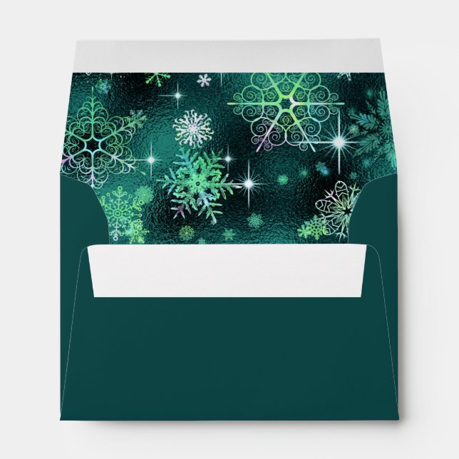 Prettiest Snowflakes Pattern Green ID846 Envelope (Back (Bottom))