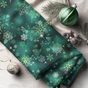 Prettiest Snowflakes Pattern Green ID846 Fabric