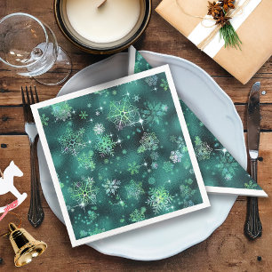 Prettiest Snowflakes Pattern Green ID846 Napkin