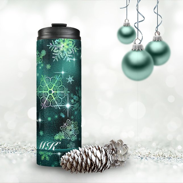 Prettiest Snowflakes Pattern Green ID846 Thermal Tumbler (Creator Uploaded)