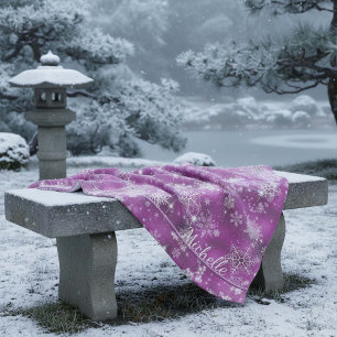 Prettiest Snowflakes Pattern Orchid Pink ID846 Fleece Blanket