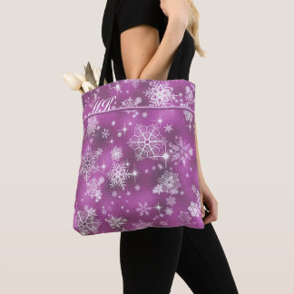 Prettiest Snowflakes Pattern Orchid Pink ID846 Tote Bag