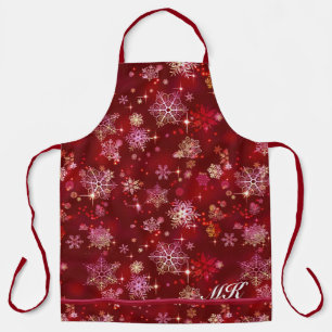 Prettiest Snowflakes Pattern Red ID846 Apron