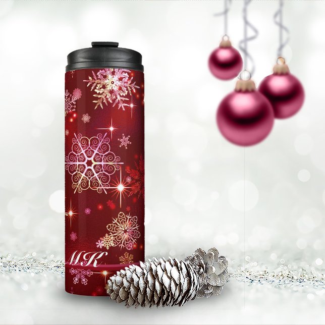 Prettiest Snowflakes Pattern Red ID846 Thermal Tumbler (Creator Uploaded)