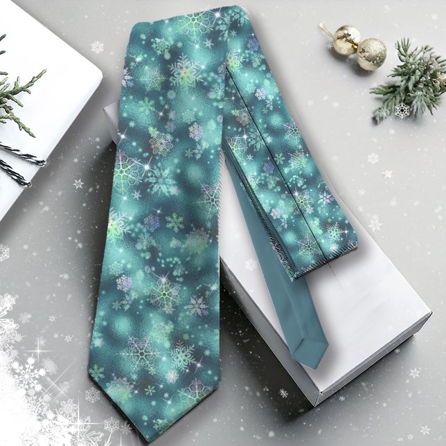 Prettiest Snowflakes Pattern Teal ID846 Tie (Creator Uploaded)