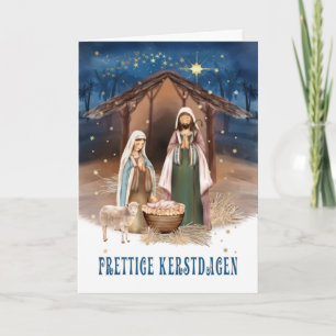 Prettige Kerstdagen. Carte de la crèche en néerlan