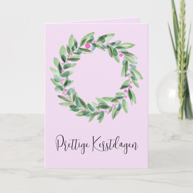 Prettige Kerstdagen, Dutch Christmas Wreath  Holid Holiday Card (Front)