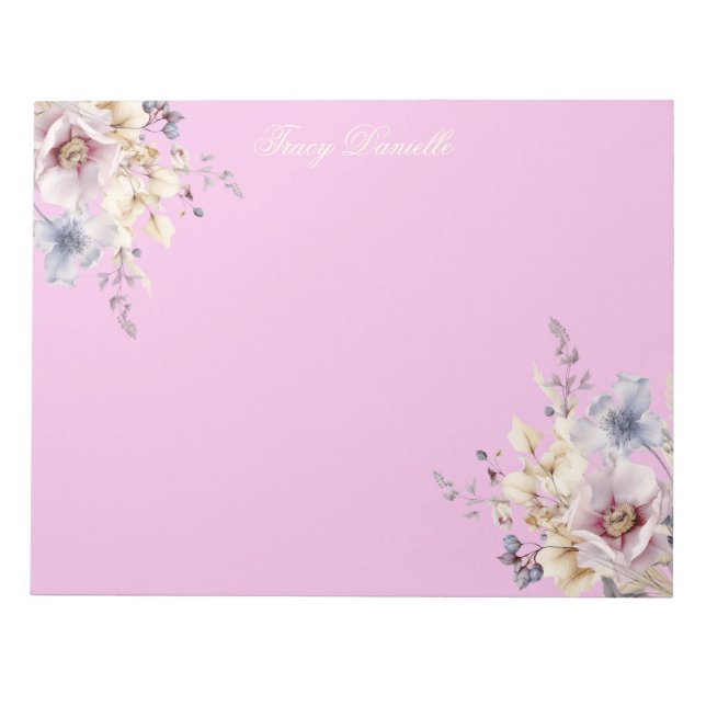 Prettty Pink Spring Floral Bouquet  Notepad (Front)