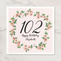 Pretty 102nd birthday blush pink floral