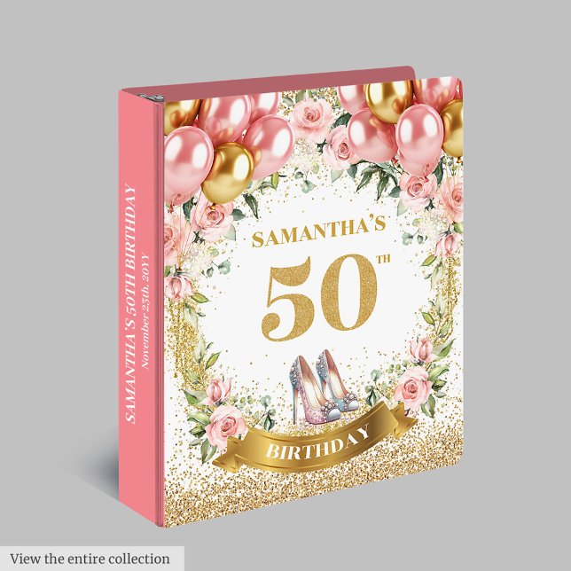 Pretty 50th Birthday Boho Floral Memory Album Binder (Pretty 50th Birthday Boho Floral Memory Album)