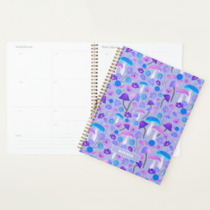 Pretty 70s Mushrooms Snail Turquoise Blue Purple Planner