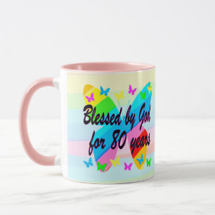 PRETTY 80TH BIRTHDAY BLESSINGS MUG
