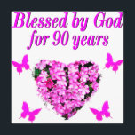PRETTY 90TH BIRTHDAY FLORAL CARD<br><div class="desc">This lovely and charming 90 year old will love to celebrate turning 90 with this beautiful pink floral 90th birthday photo design on Tees, Tote bags, Mugs, and Gifts. This 90 year old has been blessed by God for 90 years and is celebrating God's love. Delight your spiritual and Christian...</div>