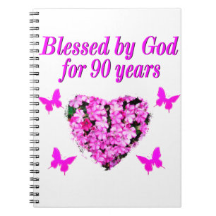 PRETTY 90TH BIRTHDAY FLORAL NOTEBOOK