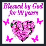 PRETTY 90TH BIRTHDAY FLORAL POSTER<br><div class="desc">This lovely and charming 90 year old will love to celebrate turning 90 with this beautiful pink floral 90th birthday photo design on Tees, Tote bags, Mugs, and Gifts. This 90 year old has been blessed by God for 90 years and is celebrating God's love. Delight your spiritual and Christian...</div>
