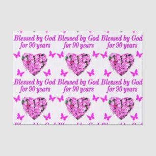PRETTY 90TH BIRTHDAY FLORAL TISSUE PAPER
