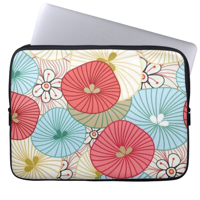 Pretty Abract Colorful Busy Floral Pattern Laptop Sleeve (Front)