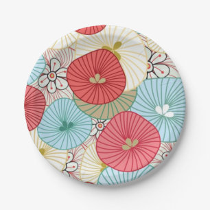 Pretty Abract Colorful Busy Floral Pattern Paper Plate