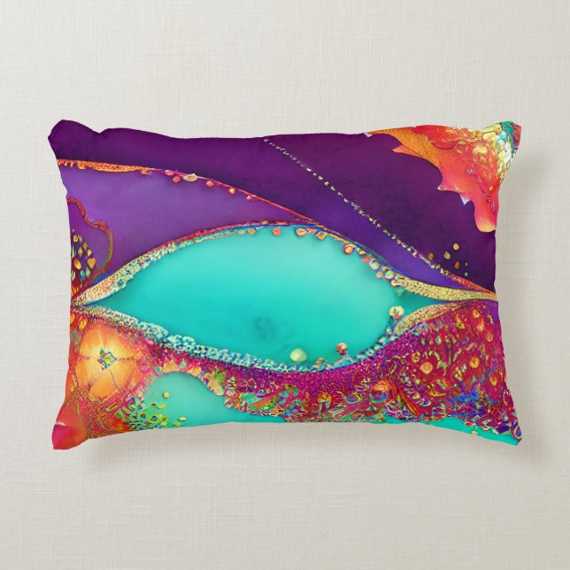 Pretty Abstract Beachy Art Accent Pillow (Front)