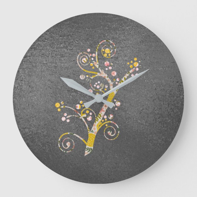 Pretty Abstract Cherry Blossom Large Clock (Front)