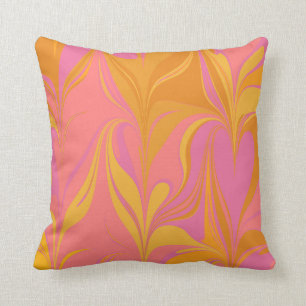 Pretty Abstract Design in Pink, Gold, and Orange Throw Pillow