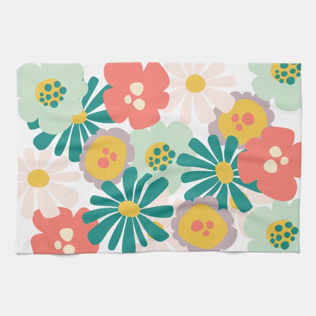 Pretty abstract floral kitchen towel (Horizontal)