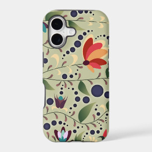 Pretty Abstract Flower Pattern on Sage Green