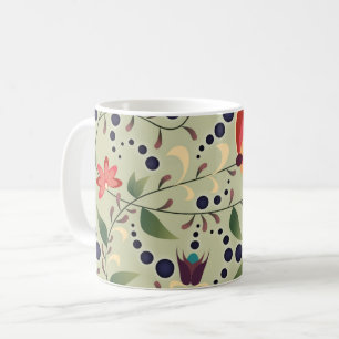 Pretty Abstract Flower Pattern on Sage Green Coffee Mug
