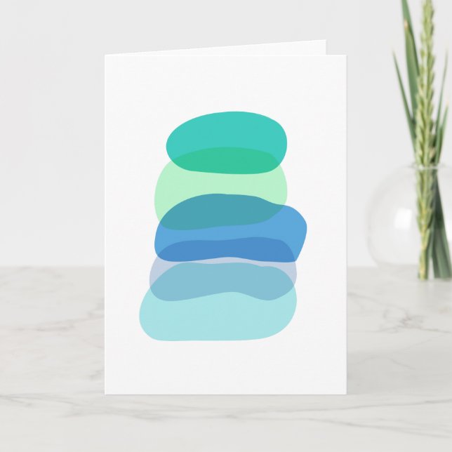 Pretty Abstract Geometric Shapes in Blue and Green Card (Front)