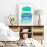 Pretty Abstract Geometric Shapes in Blue and Green Poster<br><div class="desc">This cute modern art design features fun abstract organic shapes in a pretty color palette of teal,  blue,  and green.</div>