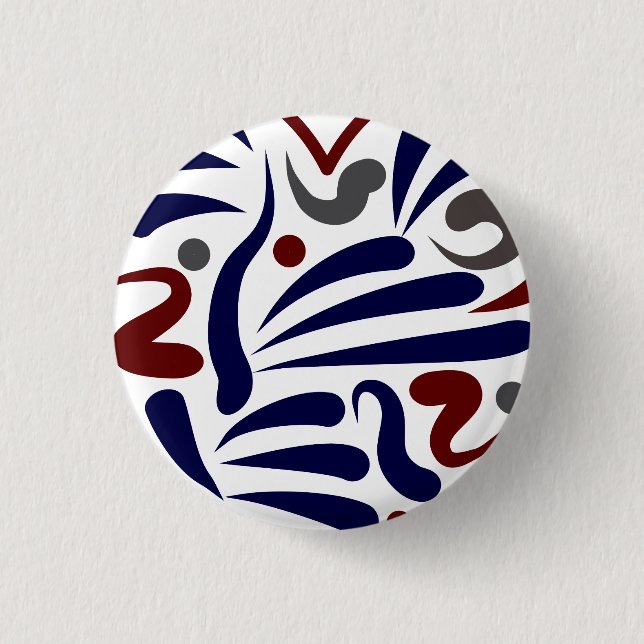 Pretty abstract heart pattern 1 inch round button (Front)