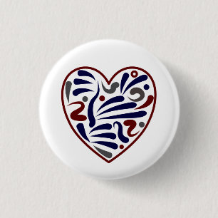 Pretty abstract heart pattern 1 inch round button