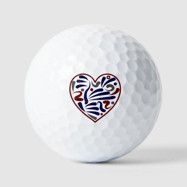 Pretty abstract heart pattern golf balls (Front)